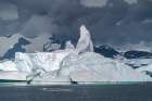 Antarctica. Landscape with mountain and icebergs. Art Print